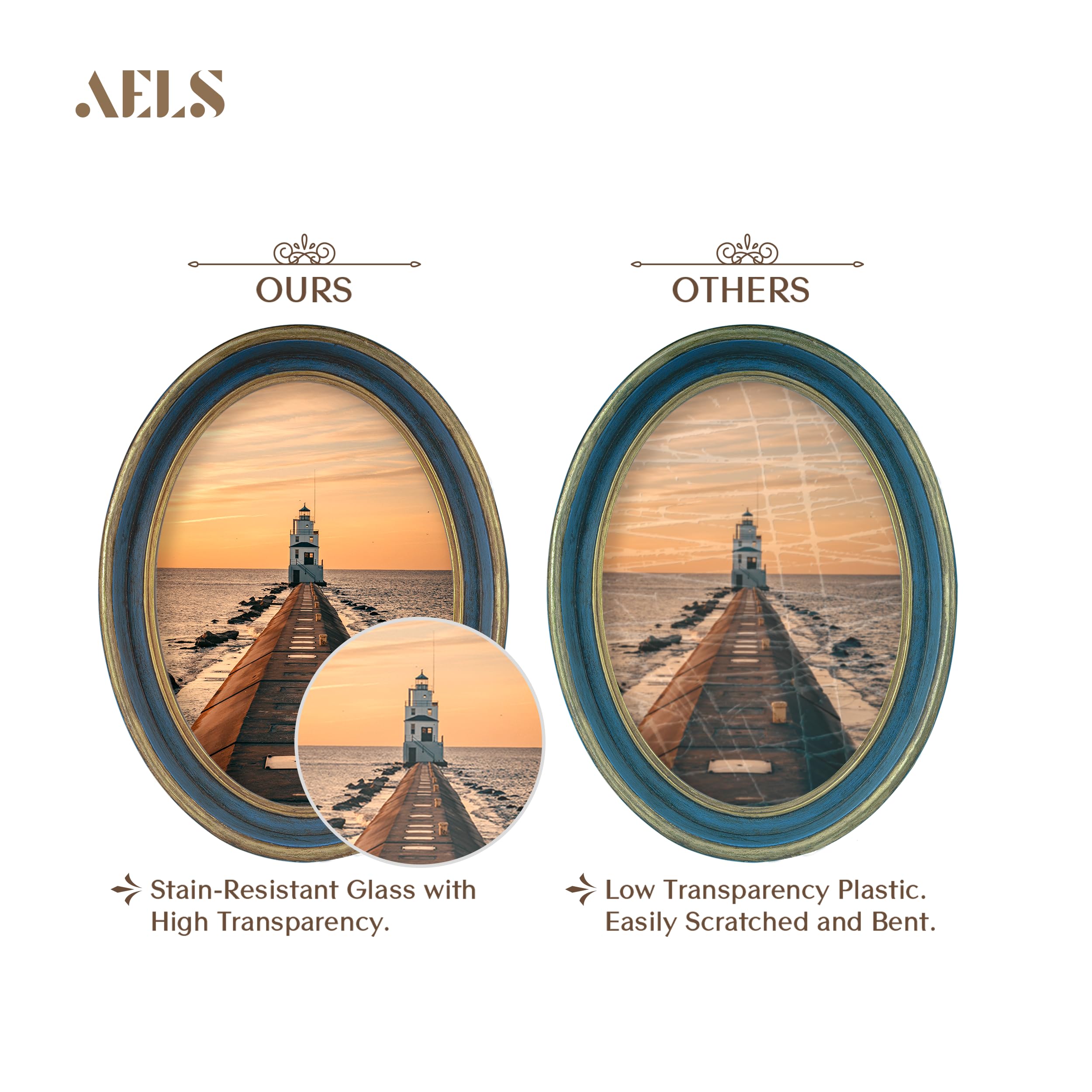 AELS 4x6 Inch Vintage Picture Frame, Elegant Antique Photo Frames with Glass Front, Photo Display, Tabletop Wall Hanging, Gift I